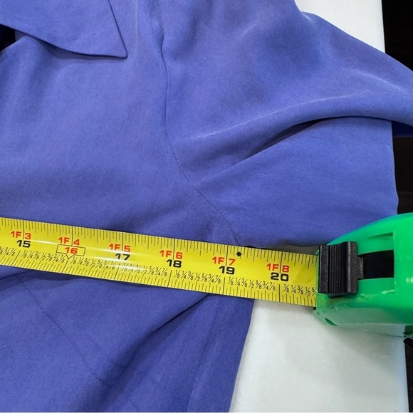 Arianna Papell Women’s 100% Silk Button Up Blouse Drawstring Waist Blue Size 10 - Picture 5 of 8